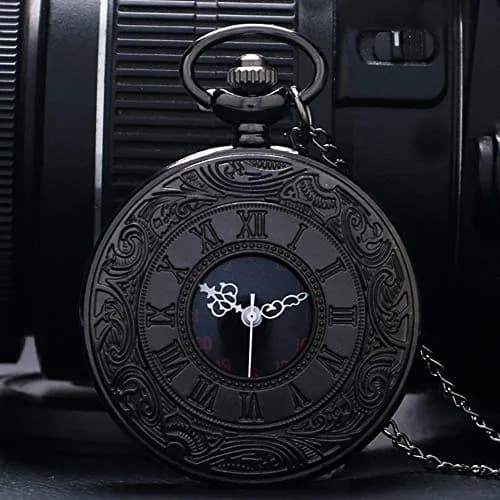 LYMFHCH Vintage Pocket Watch with Chain, Roman Numerals Scale Quartz Pocket Watch 46mm (1.8") | Classic Engraved Design for Gifting thumbnail 8