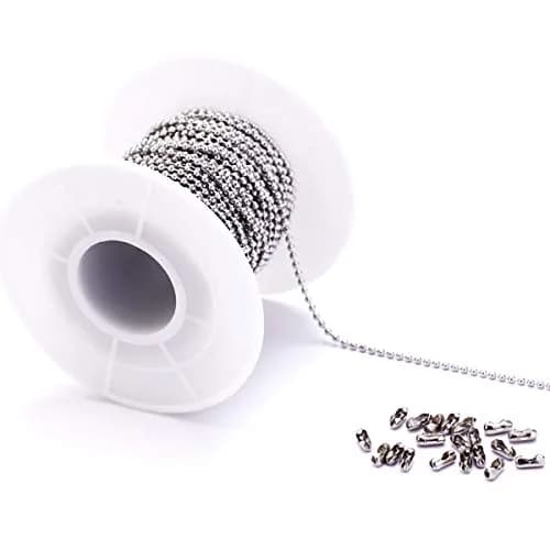 Tiparts 30 Feet Stainless Steel Ball Chain with 20 Connectors, 1.5mm Silver | Jewelry Making Chains thumbnail 1