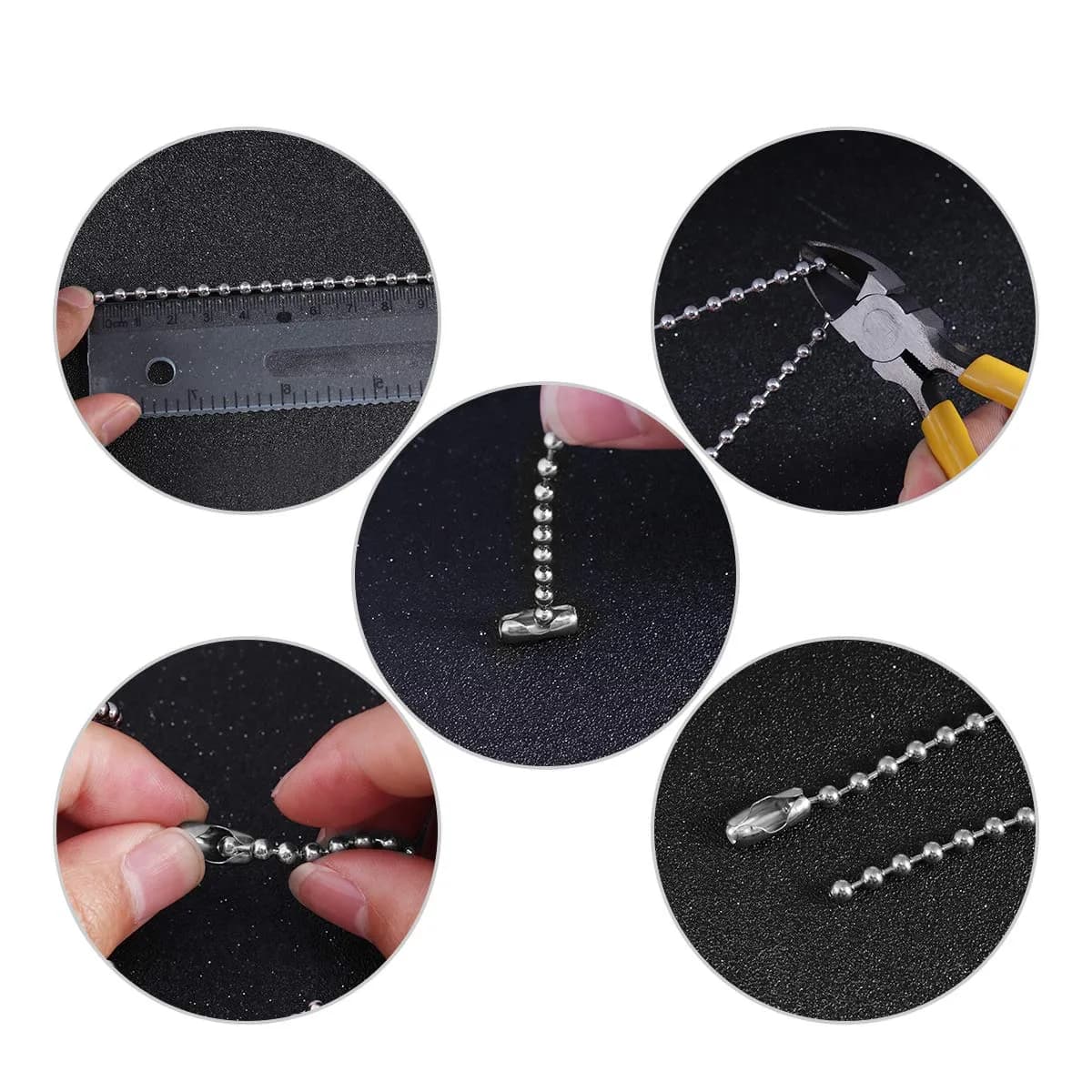 Tiparts 30 Feet Stainless Steel Ball Chain with 20 Connectors, 1.5mm Silver | Jewelry Making Chains - view 2