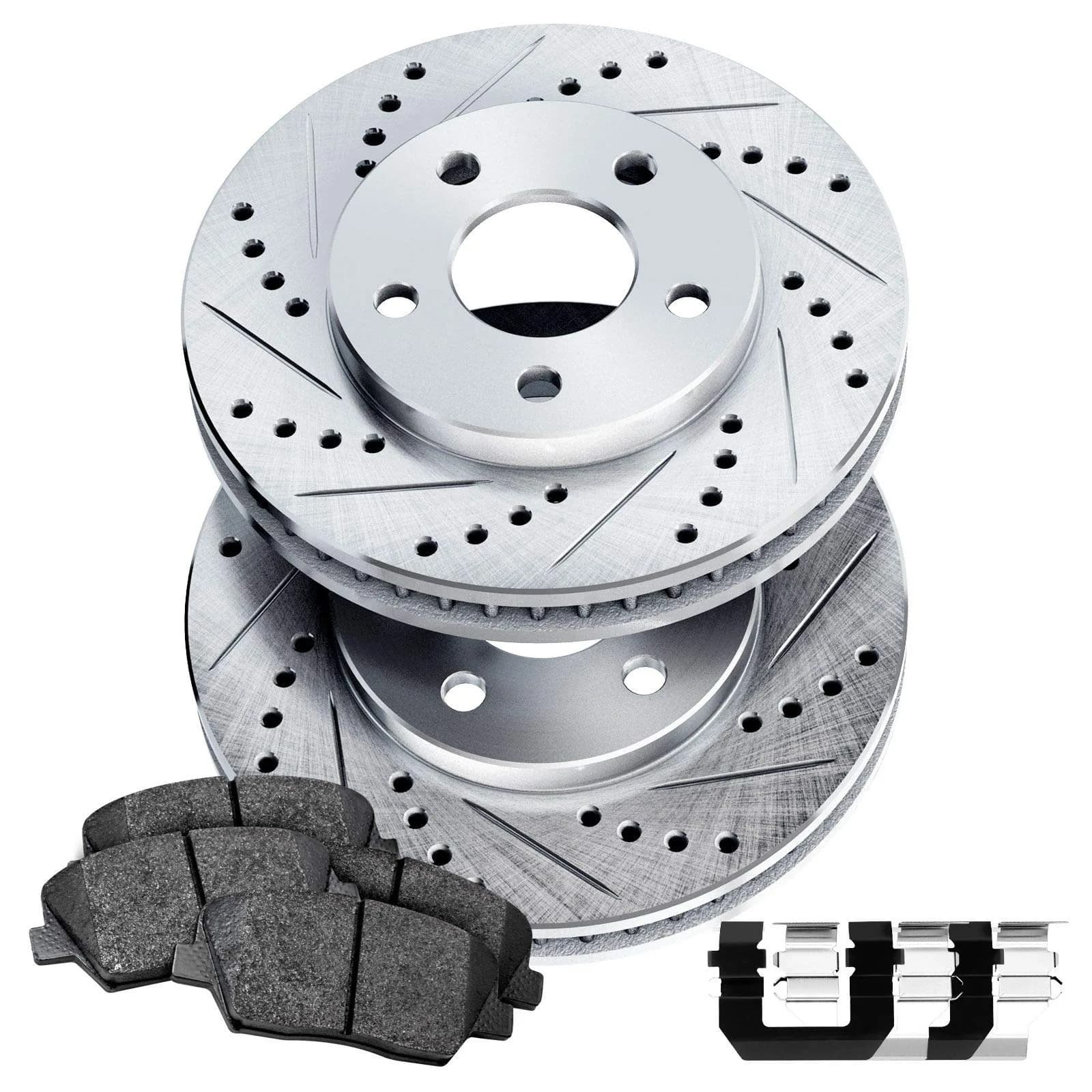 Power Sport Rear Brake Kit for Cadillac SRX & Saab 9-4X | Drilled Slotted Rotors & Ceramic Pads