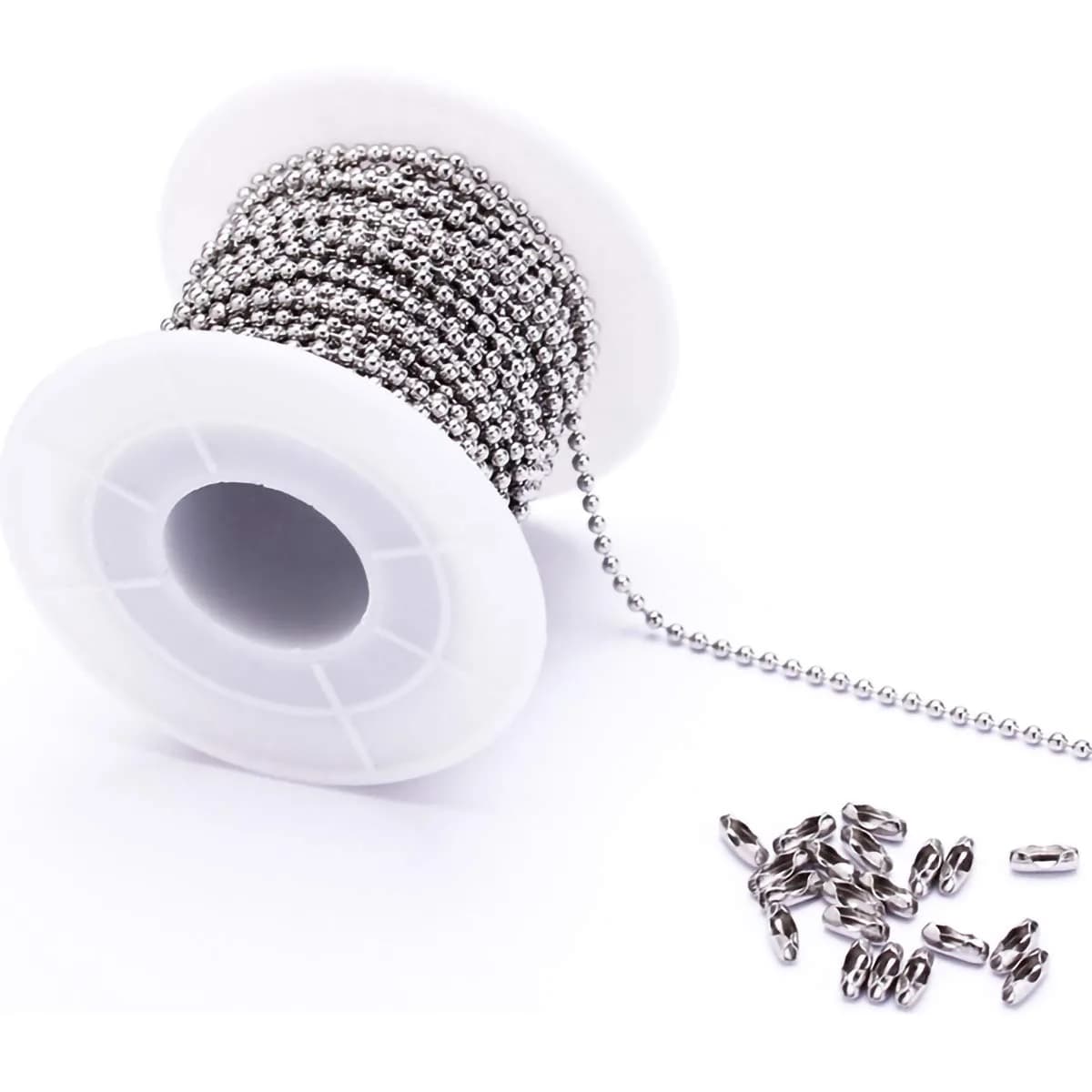 Tiparts Stainless Steel Ball Chain with Connectors, 2mm Width, 30 Feet | Silver, Lead & Nickel Free - main product image