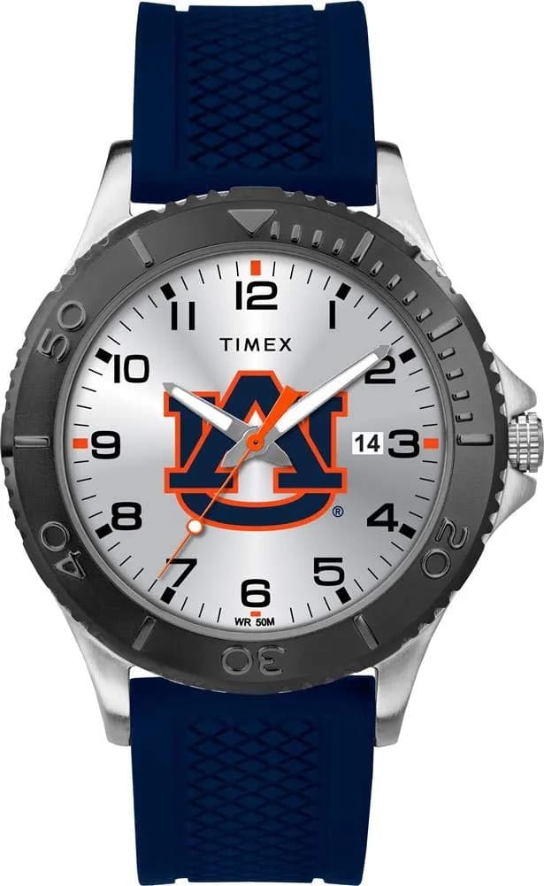 Timex Tribute Men's Collegiate Gamer 42mm Watch – Auburn Tigers with Navy Silicone Strap | Sports & Outdoors Watch