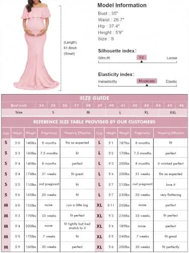 Glampunch Off Shoulder Maternity Dress for Photoshoot, Baby Shower | Flowy Maxi, Pink, Size X-Large thumbnail 5