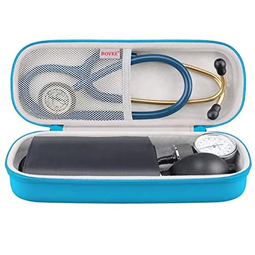 BOVKE Travel Carrying Case Compatible with 3M Littmann Classic III, Lightweight II S.E, MDF Acoustica Deluxe Stethoscopes, Extra Room for Medical Scissors EMT Trauma Shears LED Penlight, Turquoise | Durable, Lightweight & Waterproof thumbnail 2
