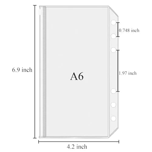 Antner A6 Binder Pockets 12 Pack Clear Zipper Folders 17.7 x 10.5 cm (6.9 x 4.1 inch) | Waterproof PVC Document Pouch Filing Bags thumbnail 2