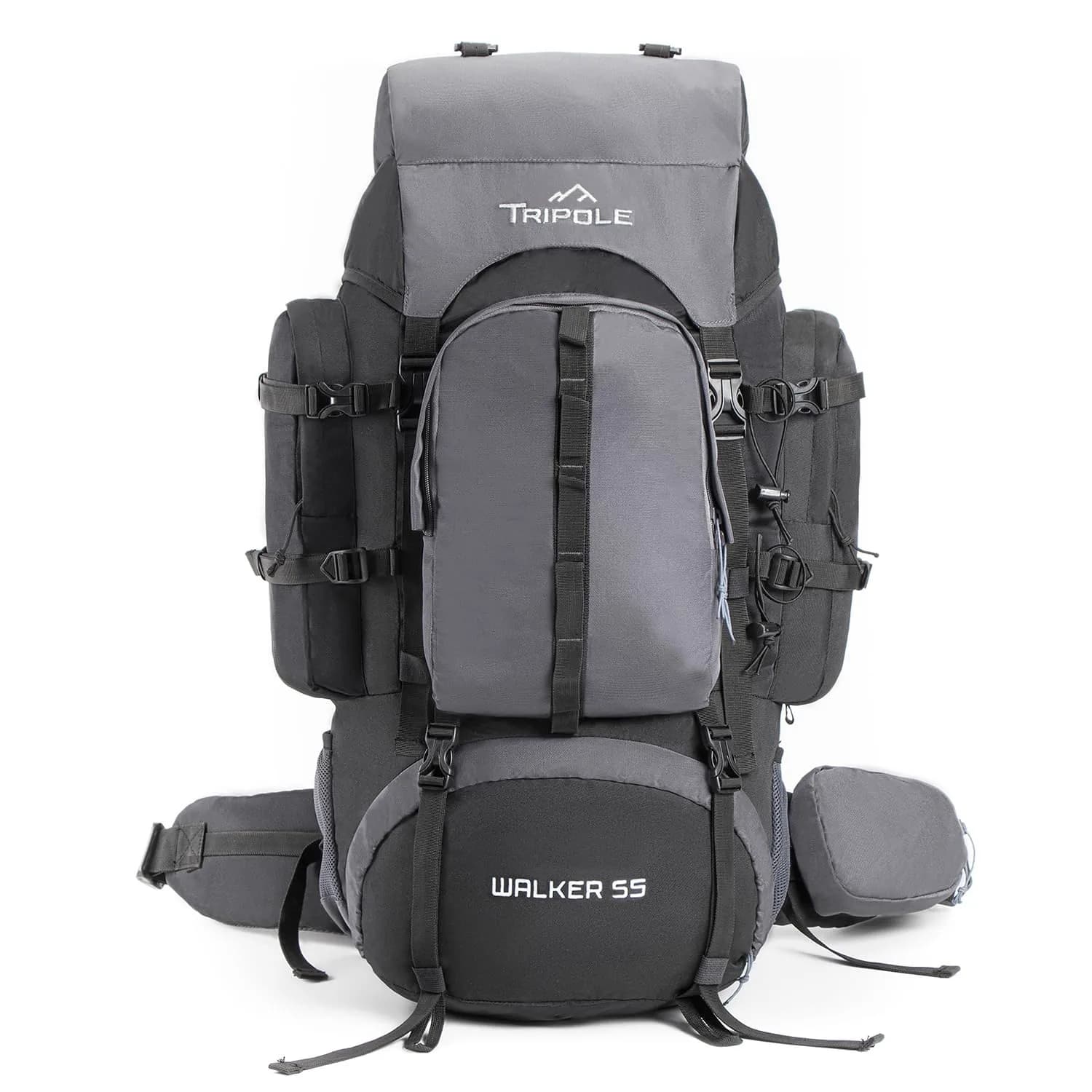 TRIPOLE Walker 55L Rucksack Black | Internal Frame Backpack for Trekking & Travel — Black