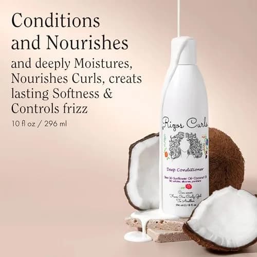 Rizos Curls Deep Conditioner 10 oz | Nourishes & Strengthens Curly Hair with Coconut & Shea Butter thumbnail 2