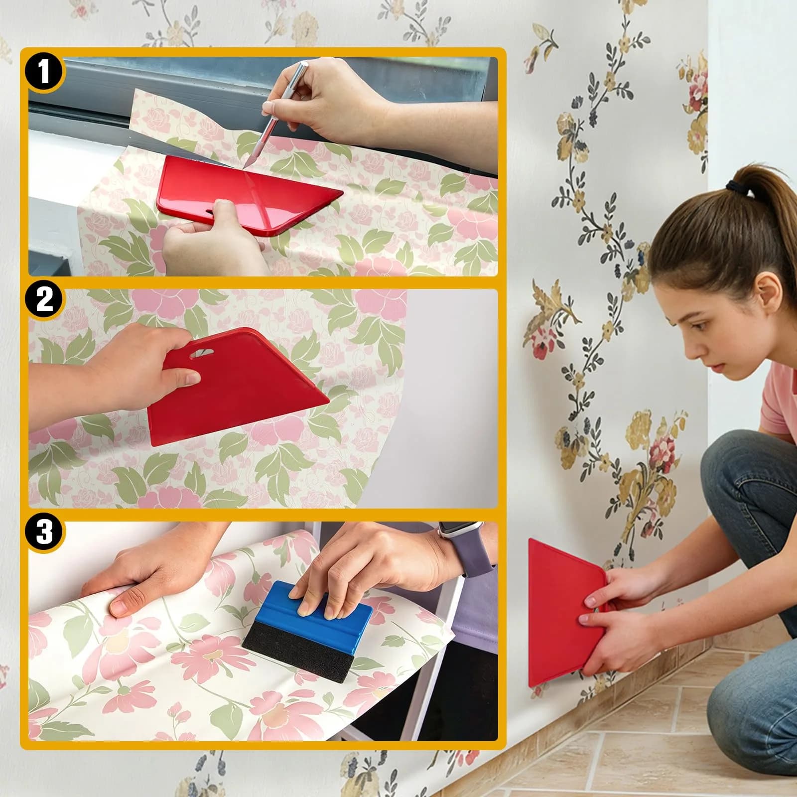 tiptopcarbon Wallpaper Smoothing Tool Kit with Craft Knife | 10.5 cm x 19.5 cm - view 5