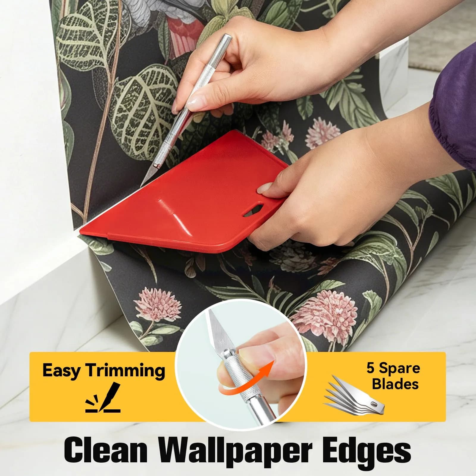 tiptopcarbon Wallpaper Smoothing Tool Kit with Craft Knife | 10.5 cm x 19.5 cm - view 7