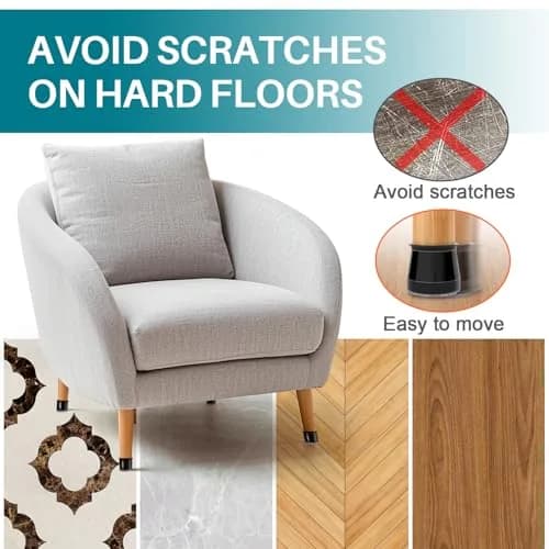 Ansible 24 Pcs Round Chair Leg Floor Protectors L Size 33-50mm Black | Protect Hardwood & Tile Floors thumbnail 2