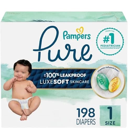 Pampers Pure Baby Diapers Size 1 (8-14 lbs) | Leakproof Hypoallergenic Diapers thumbnail 1