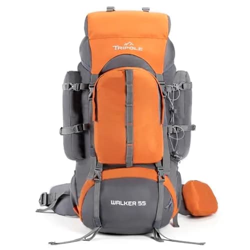 TRIPOLE Walker 55L Rucksack Orange | Internal Frame Backpack with Laptop Compartment & Rain Cover thumbnail 1
