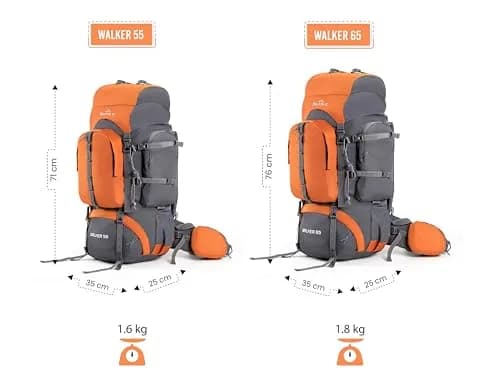 TRIPOLE Walker 55L Rucksack Orange | Internal Frame Backpack with Laptop Compartment & Rain Cover thumbnail 6