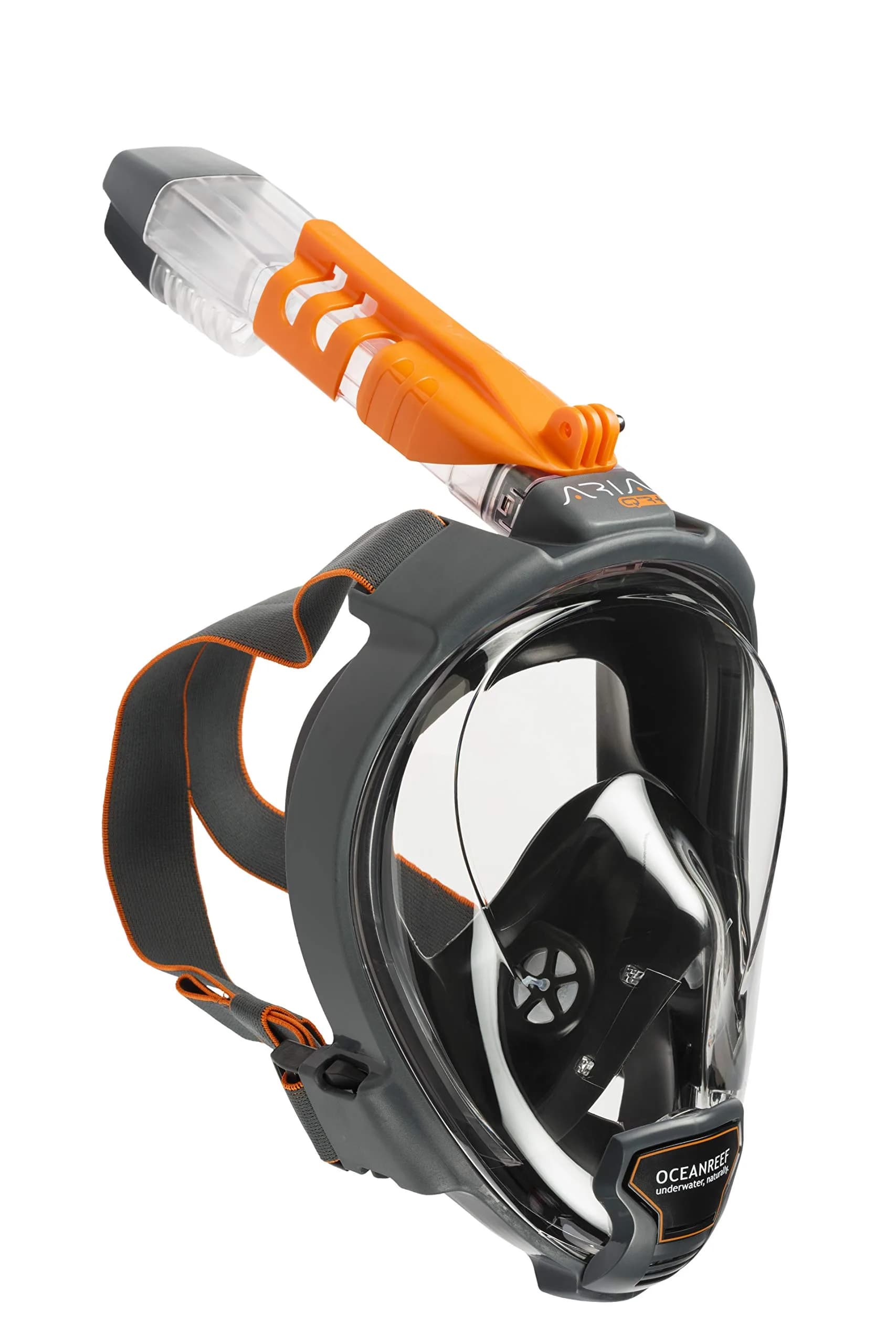 OCEAN REEF Aria QR+ Full Face Snorkel Mask 180° View | Quick Release & Anti-Fog (Medium-Large, Black) — Black