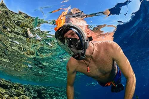 OCEAN REEF Aria QR+ Full Face Snorkel Mask 180° View | Quick Release & Anti-Fog (Medium-Large, Black) thumbnail 3