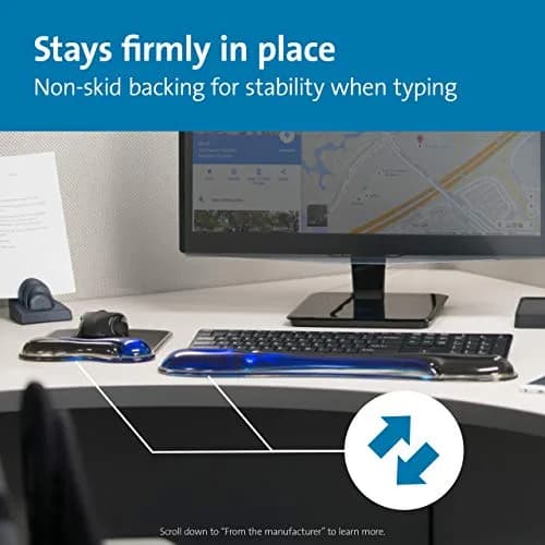 Kensington Duo Gel Wrist Rest Bundle Set | Ergonomic Keyboard & Mouse Support, Blue, 9.6L x 7.6W inches thumbnail 6