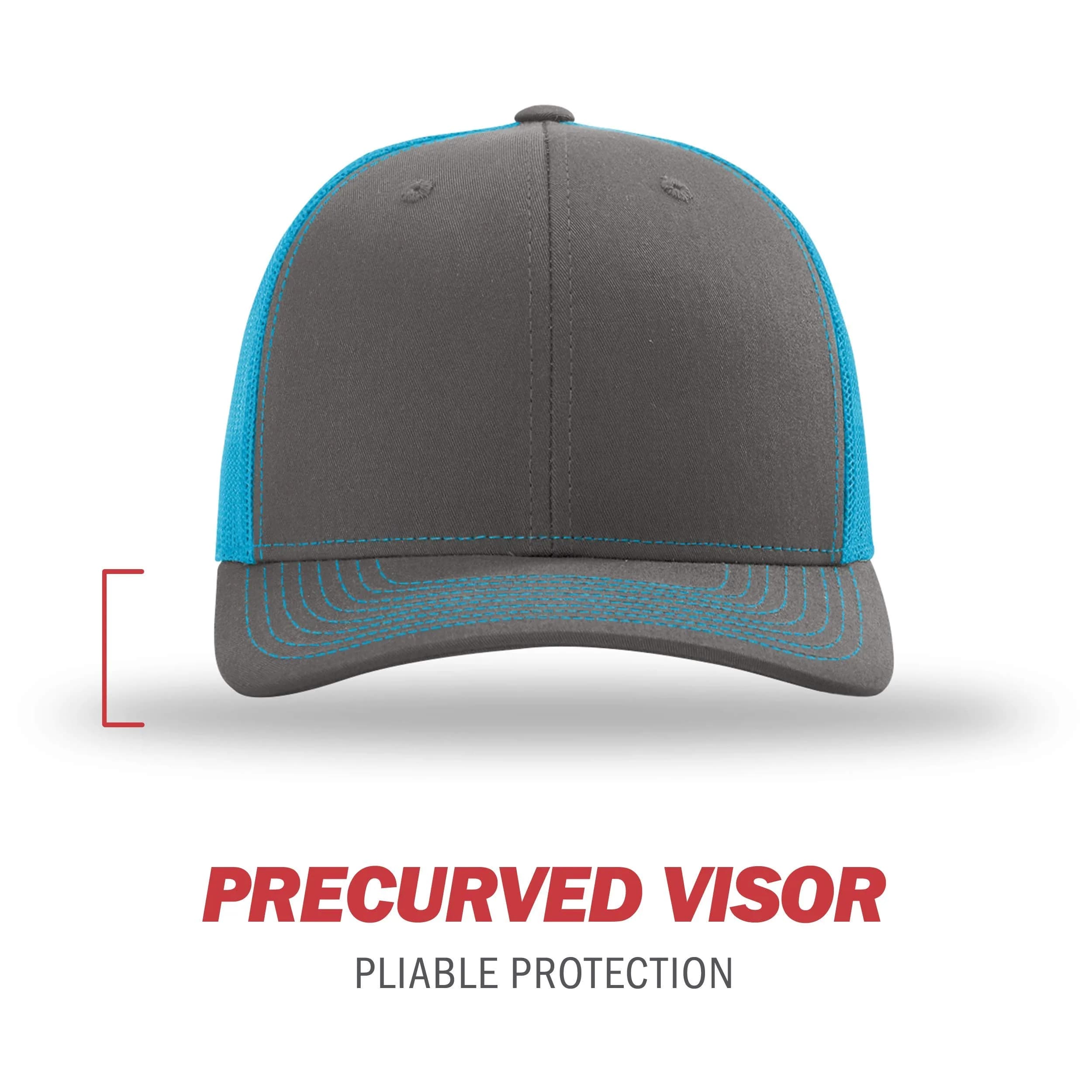 Richardson 112 Trucker Baseball Cap - Charcoal/Neon Blue, One Size - view 2
