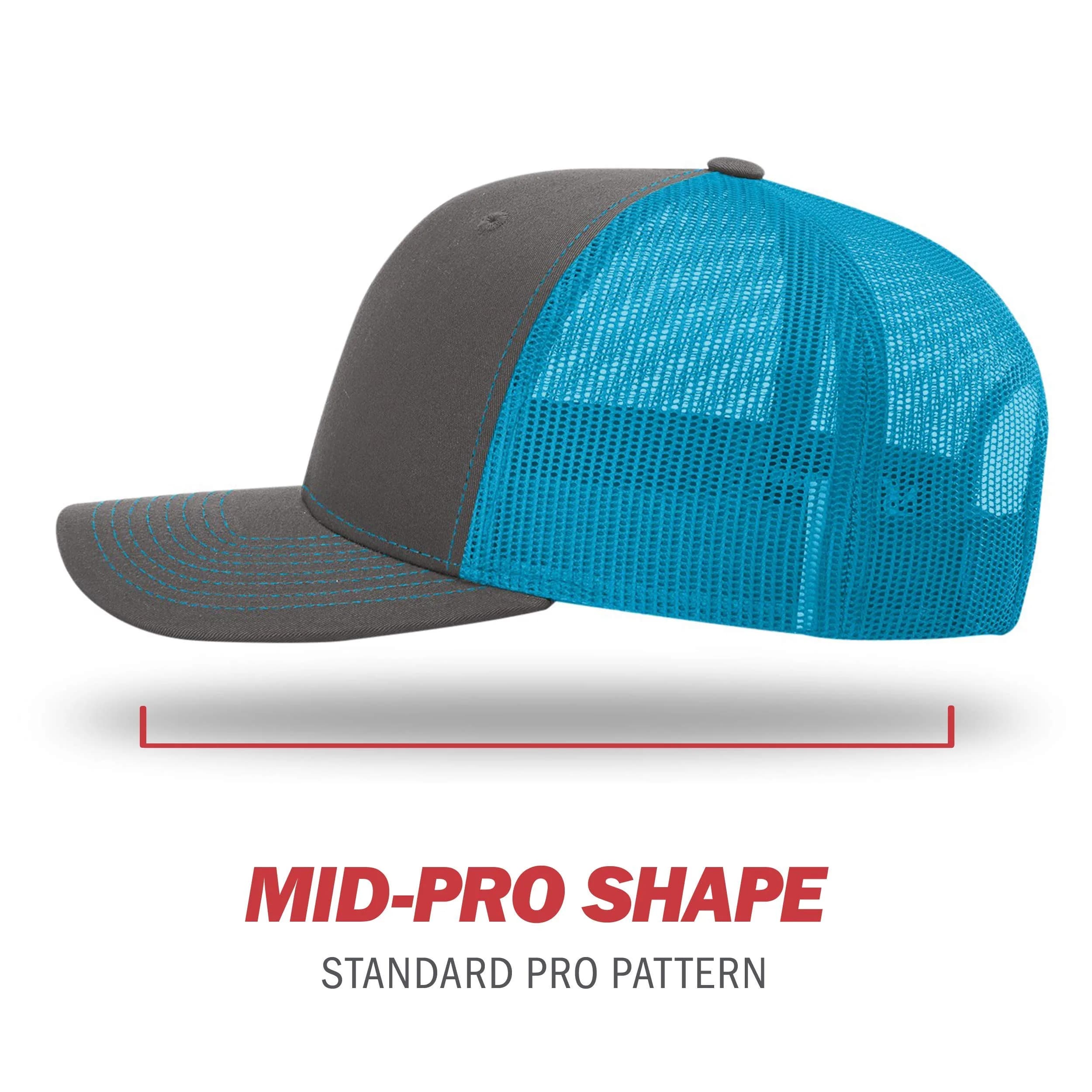 Richardson 112 Trucker Baseball Cap - Charcoal/Neon Blue, One Size - view 3