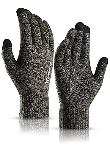 TRENDOUX Knit Winter Touchscreen Gloves for Men & Women | Large Gray thumbnail 1