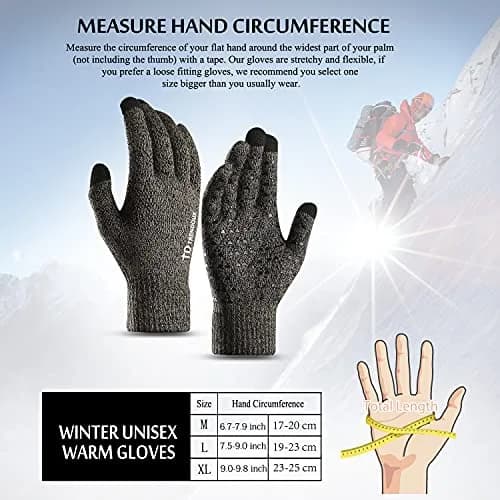 TRENDOUX Knit Winter Touchscreen Gloves for Men & Women | Large Gray thumbnail 4