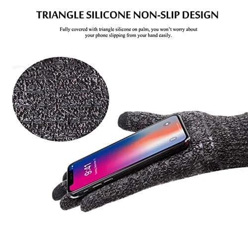TRENDOUX Knit Winter Touchscreen Gloves for Men & Women | Large Gray thumbnail 3