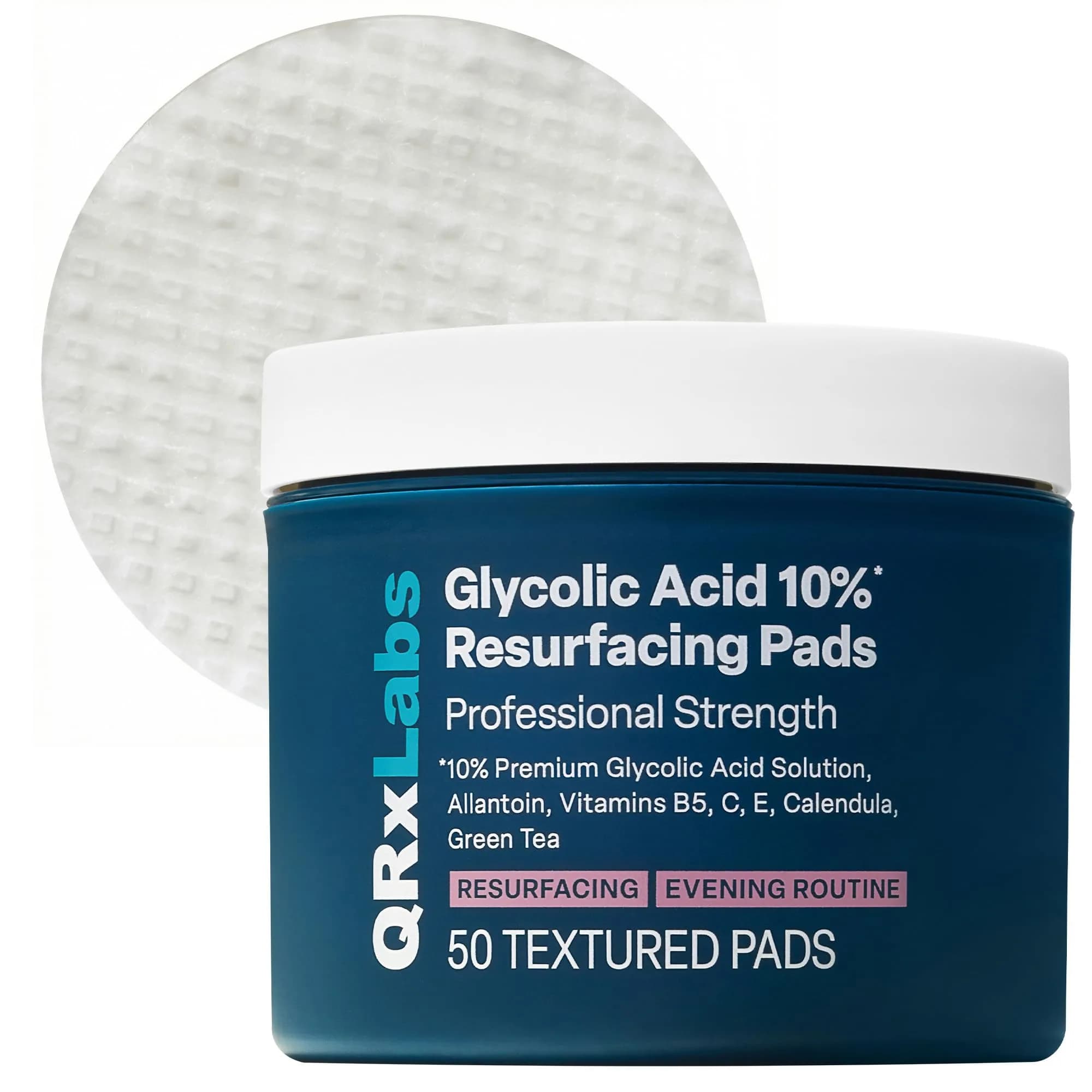 QRxLabs Pore Refining Toner Pads with Salicylic Acid & Niacinamide | 50ct (1.69 Fl Oz) — 10% Glycolic Acid