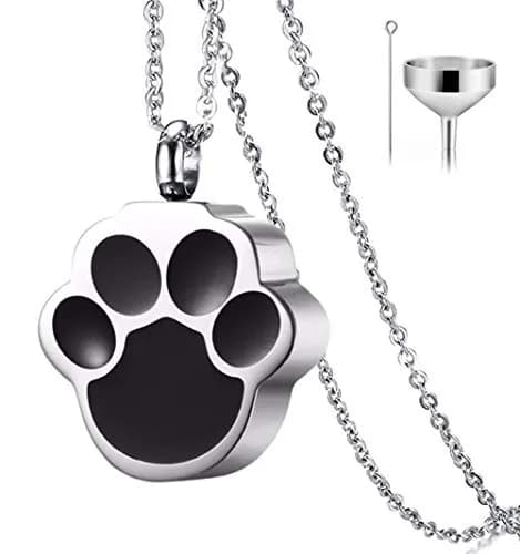 QUMY Paw Print Cremation Jewelry for Ashes, Stainless Steel Urn Necklace Pendant for Men, 18mm x 18mm | Keepsake Memorial Jewelry thumbnail 1