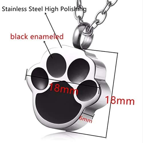 QUMY Paw Print Cremation Jewelry for Ashes, Stainless Steel Urn Necklace Pendant for Men, 18mm x 18mm | Keepsake Memorial Jewelry thumbnail 2