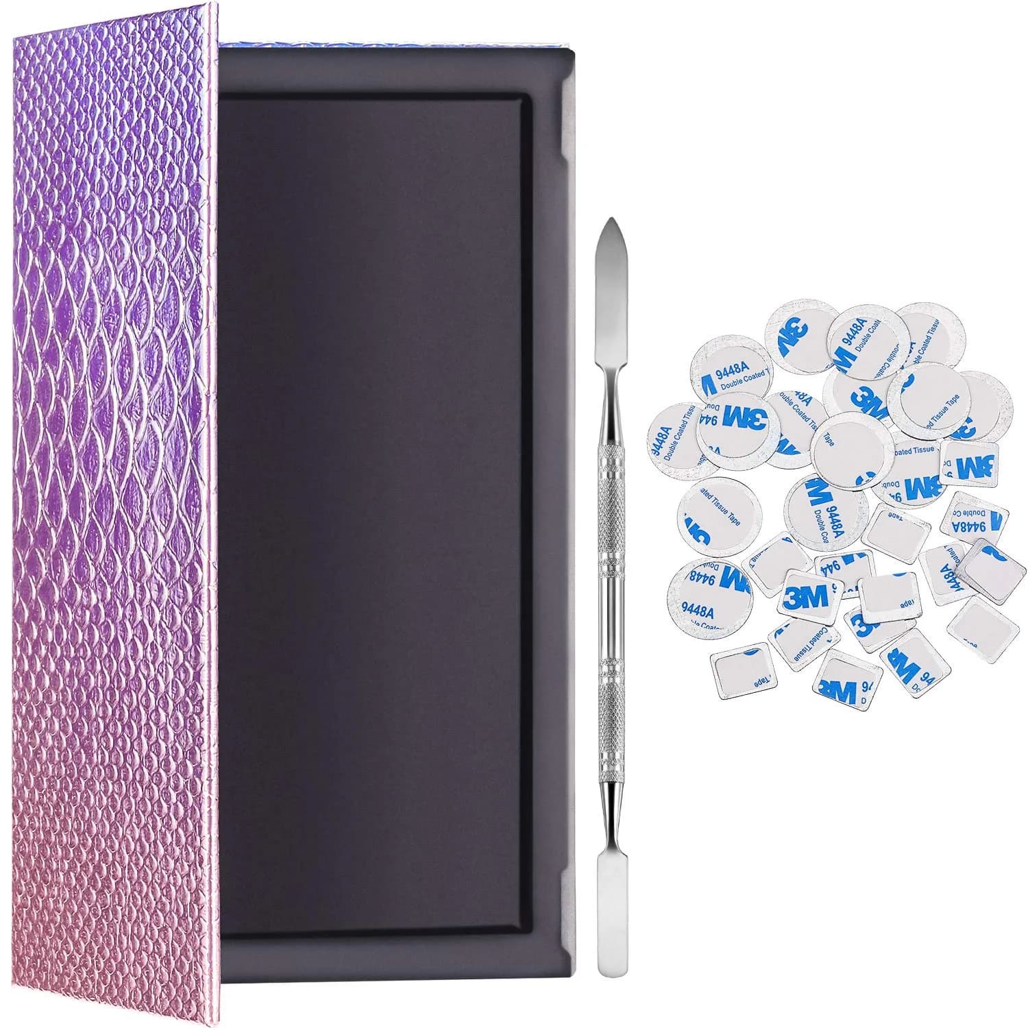 Sumind Empty Magnetic Palette Set with Spatula & 30 Stickers | Rectangle & Square, Colorful — colorful
