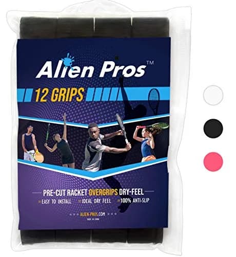 ALIEN PROS Tennis Overgrip Tape (6 Grips, Black) | Dry Feel & Absorbent for High Performance thumbnail 1