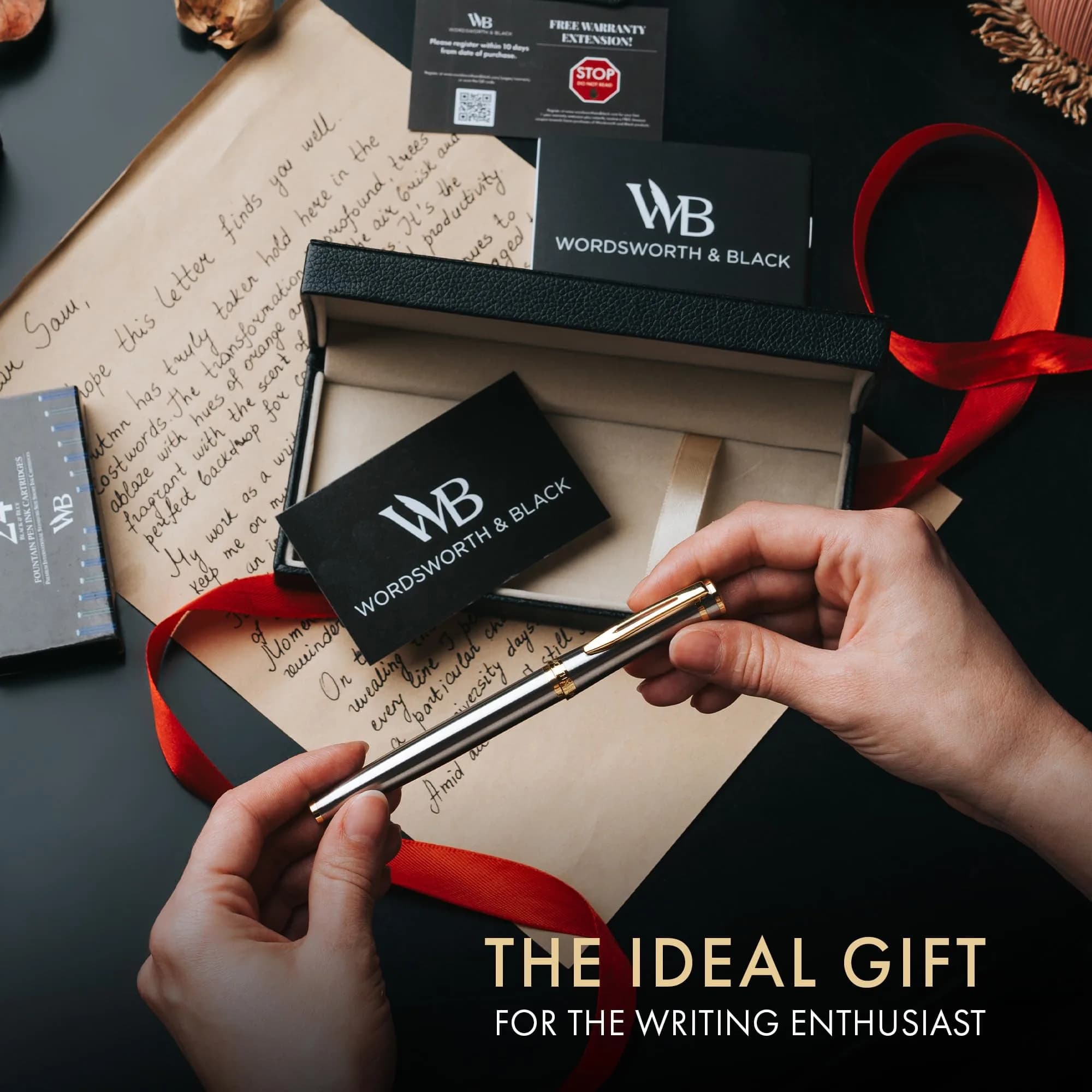 Wordsworth & Black Luxury Fountain Pen Set, Medium Nib, Silver & Gold | Smooth Ink Flow, Refillable, Gift Boxed thumbnail 3