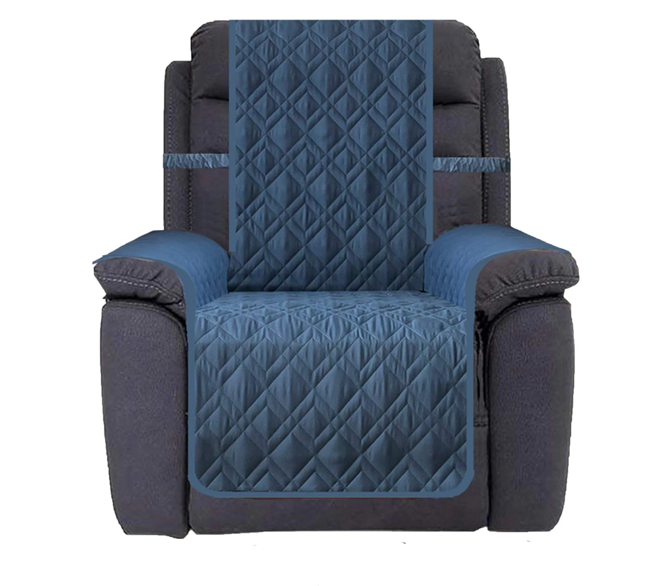 Ameritex Waterproof Nonslip Recliner Cover Stay in Place | Furniture Protector for Pets & Kids (Blue, 23")