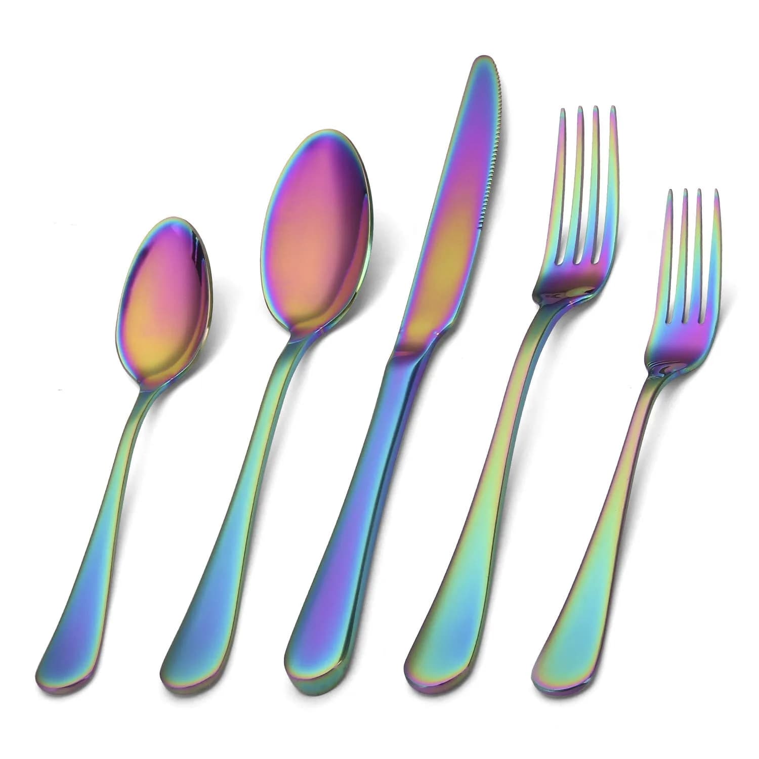 sharecook Matte Rose Gold Silverware Set 20-Piece Stainless Steel Flatware Set with Round Edge | Service for 4 — Multicolor / 20-Piece