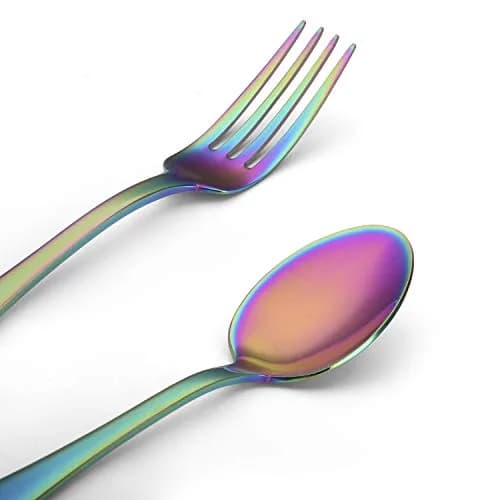 SHARECOOK Rainbow Silverware Set 20-Piece Stainless Steel Flatware Set | Service for 4, Multicolor thumbnail 3