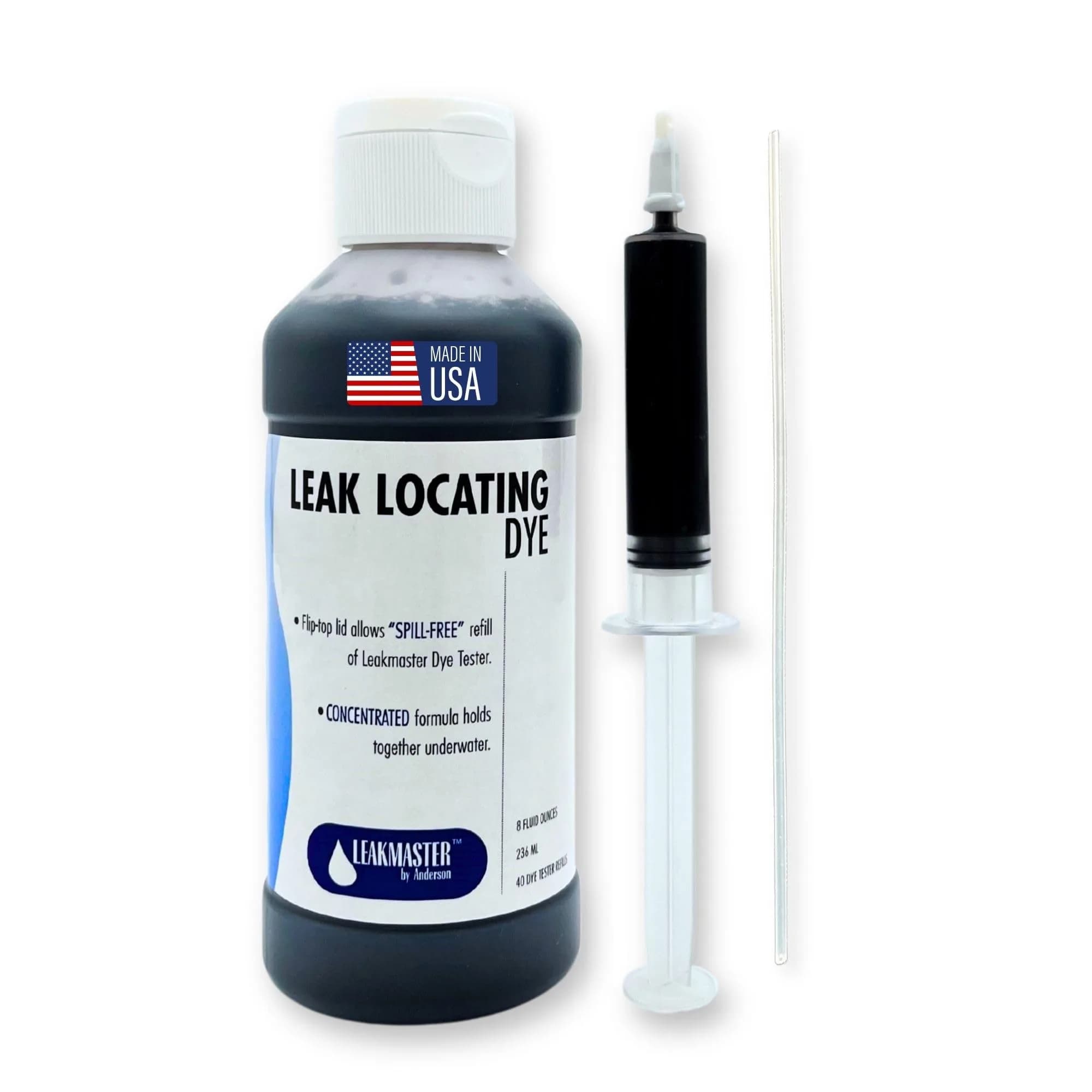Leakmaster Pool Leak Detection Kit – 8 oz Blue Dye with Reusable Syringe | 237ml (8 oz) Dye