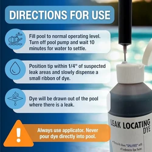 Leakmaster Pool Leak Detection Kit – 8 oz Blue Dye with Reusable Syringe | 237ml (8 oz) Dye thumbnail 3