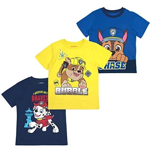 Paw Patrol Nickelodeon Boys 3 Pack Short Sleeve T-Shirt for Toddler and Big Kids Blue | Officially Licensed Cartoon Print thumbnail 1