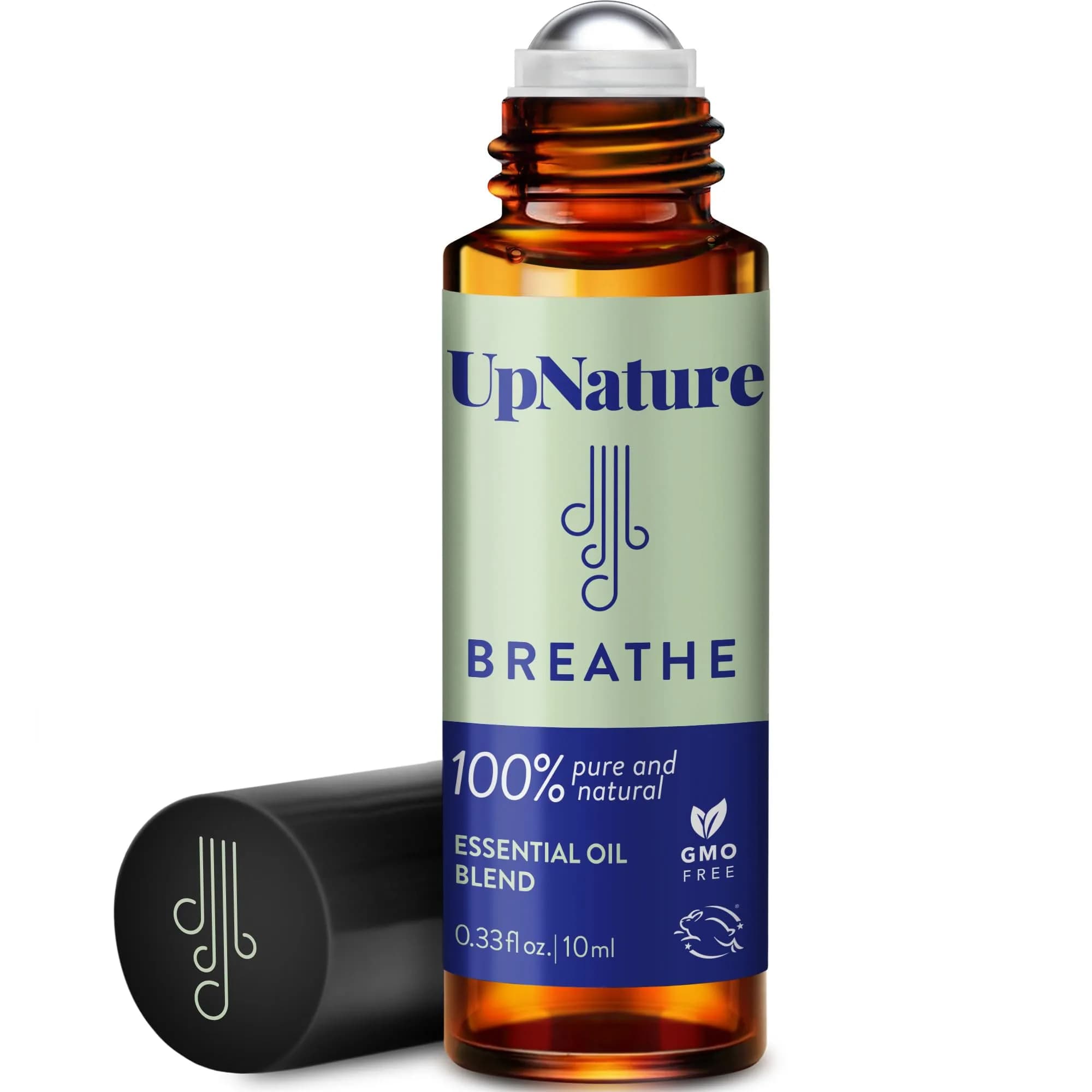 UpNature Breathe Essential Oil Roll On Blend 10ml (0.33 Fl Oz) | Natural Breathing Support with Peppermint & Eucalyptus - main product image