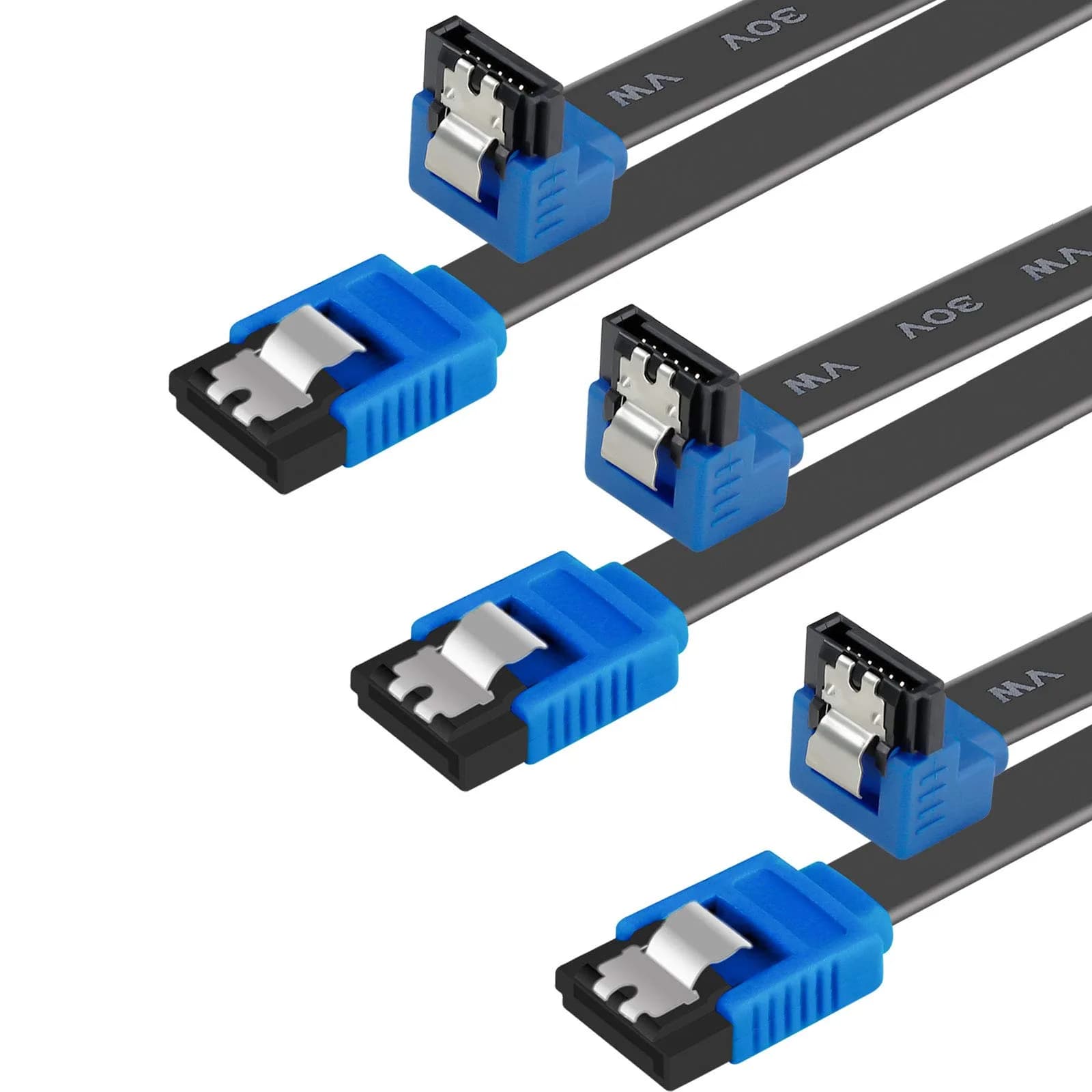 BENFEI SATA Cable III 3 Pack 18 Inch Blue | 6Gbps Right Angle Locking