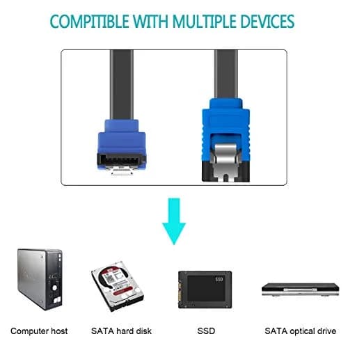 BENFEI SATA Cable III 3 Pack 18 Inch Blue | 6Gbps Right Angle Locking thumbnail 5