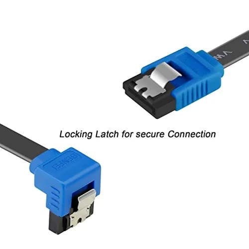 BENFEI SATA Cable III 3 Pack 18 Inch Blue | 6Gbps Right Angle Locking thumbnail 3