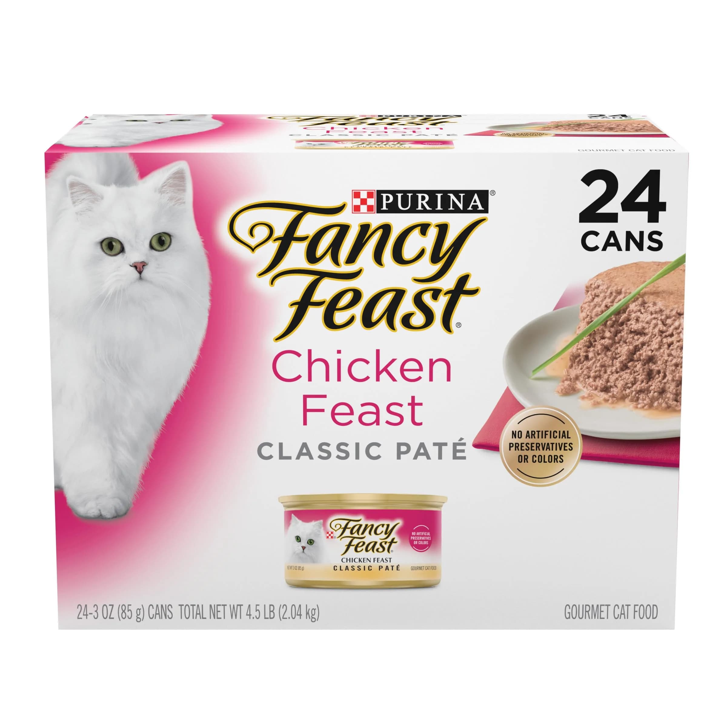 Fancy Feast Chicken Classic Pate Wet Cat Food 3 oz Can Pack of 24 | Complete & Balanced Nutrition — Chicken Feast