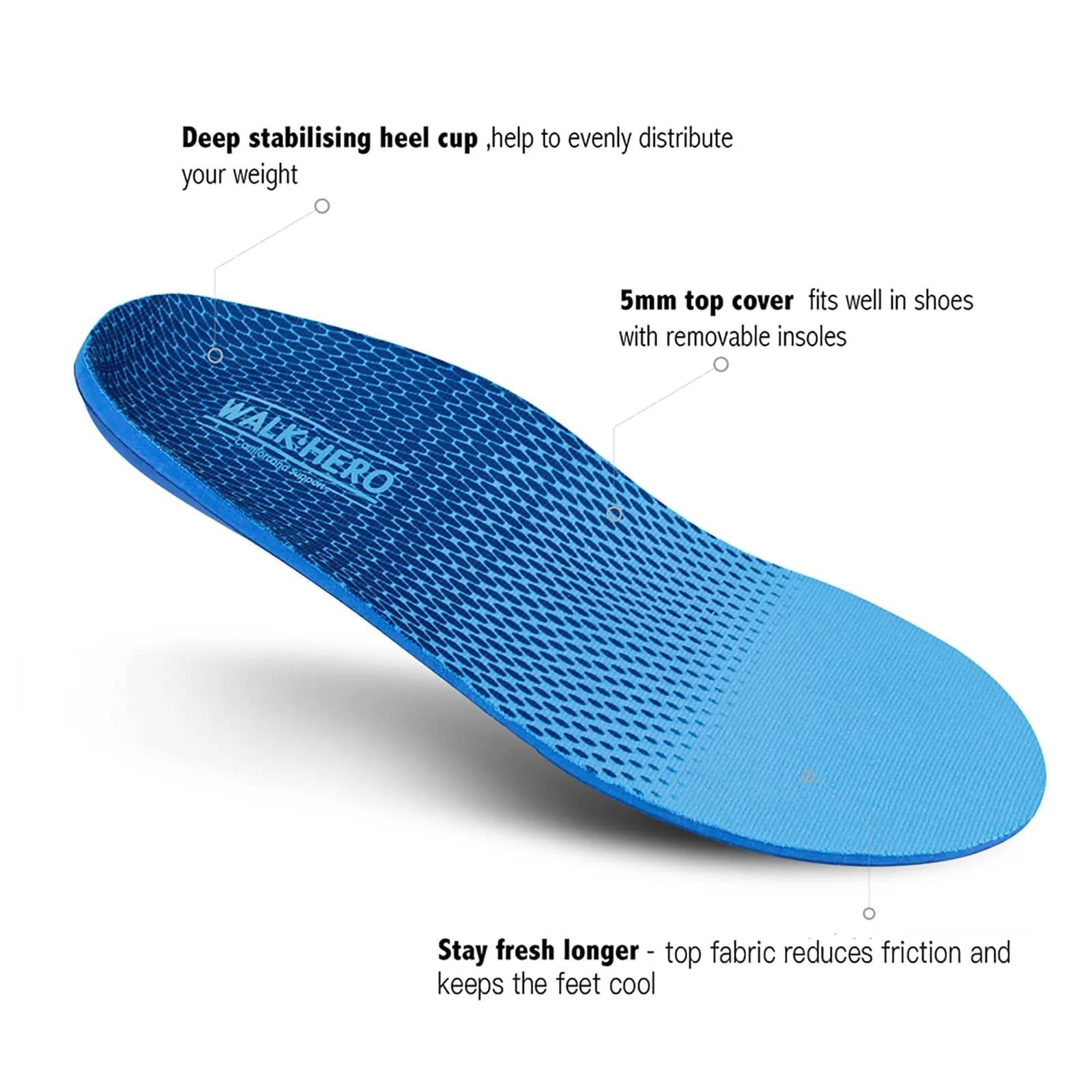 WALK·HERO COMFORT AND SUPPORT Arch Supports for Plantar Fasciitis, Mens 10-10 1/2 | Womens 12-12 1/2 | FDA Approved - view 2