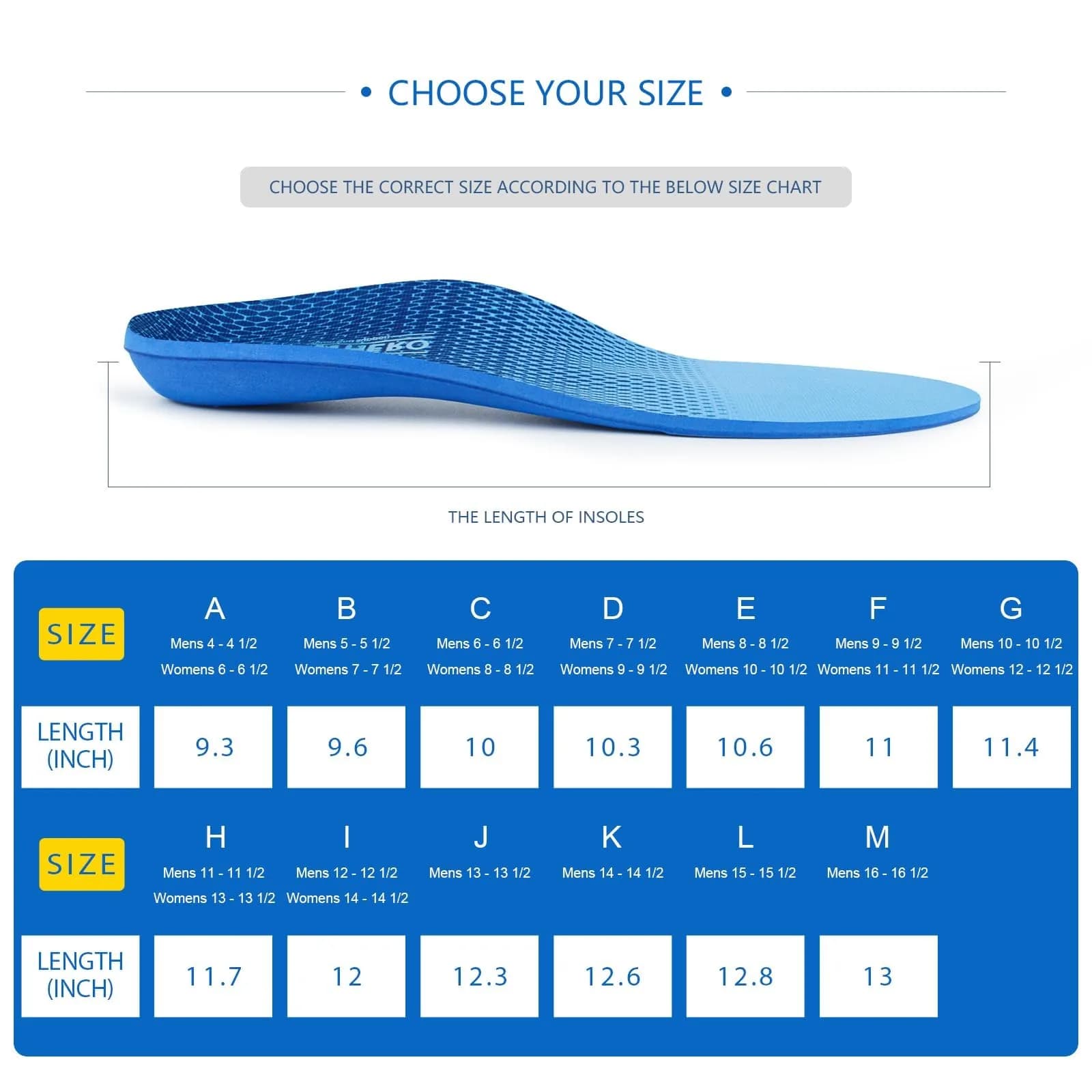WALK·HERO COMFORT AND SUPPORT Arch Supports for Plantar Fasciitis, Mens 10-10 1/2 | Womens 12-12 1/2 | FDA Approved - view 6