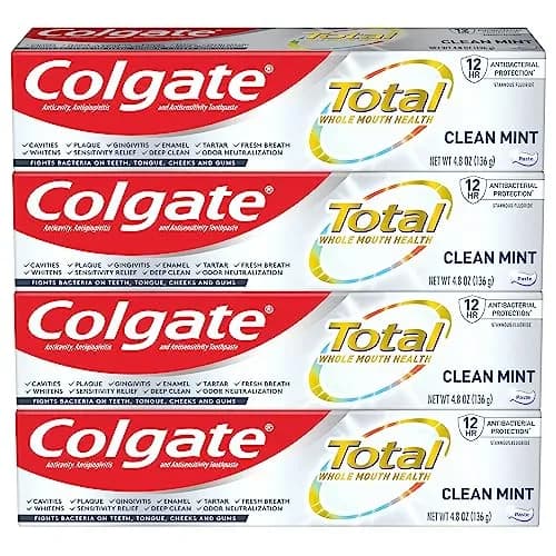Colgate Total Whitening Toothpaste Clean Mint 4.8 oz (136g) Pack of 4 | 10 Benefits, Sensitivity Relief thumbnail 1