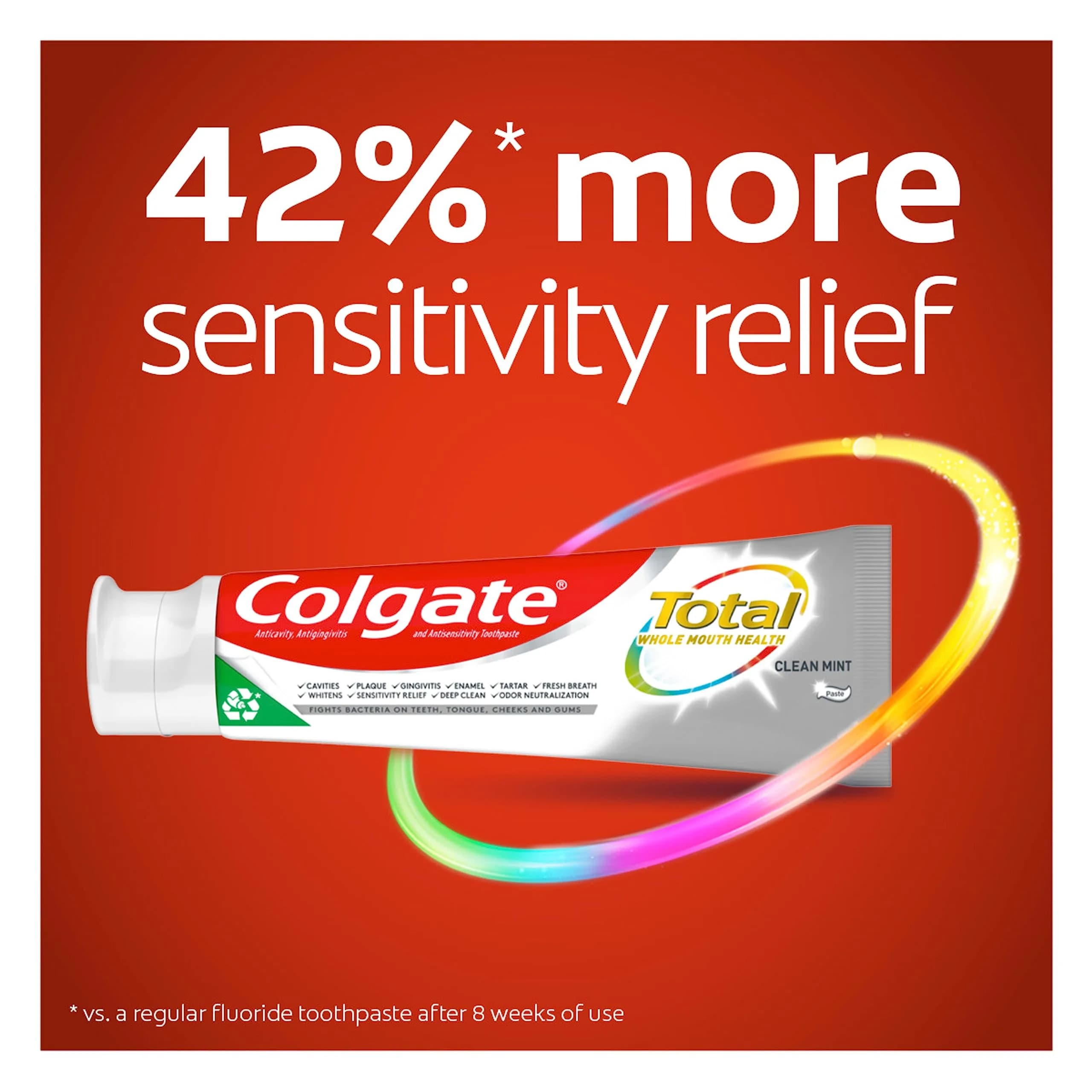 Colgate Total Whitening Toothpaste Clean Mint 4.8 oz (136g) Pack of 4 | 10 Benefits, Sensitivity Relief - view 2
