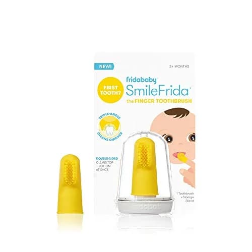 Frida Baby First Finger Toothbrush with Storage Case, Quick Clean, 1pk | BPA-Free Silicone thumbnail 2