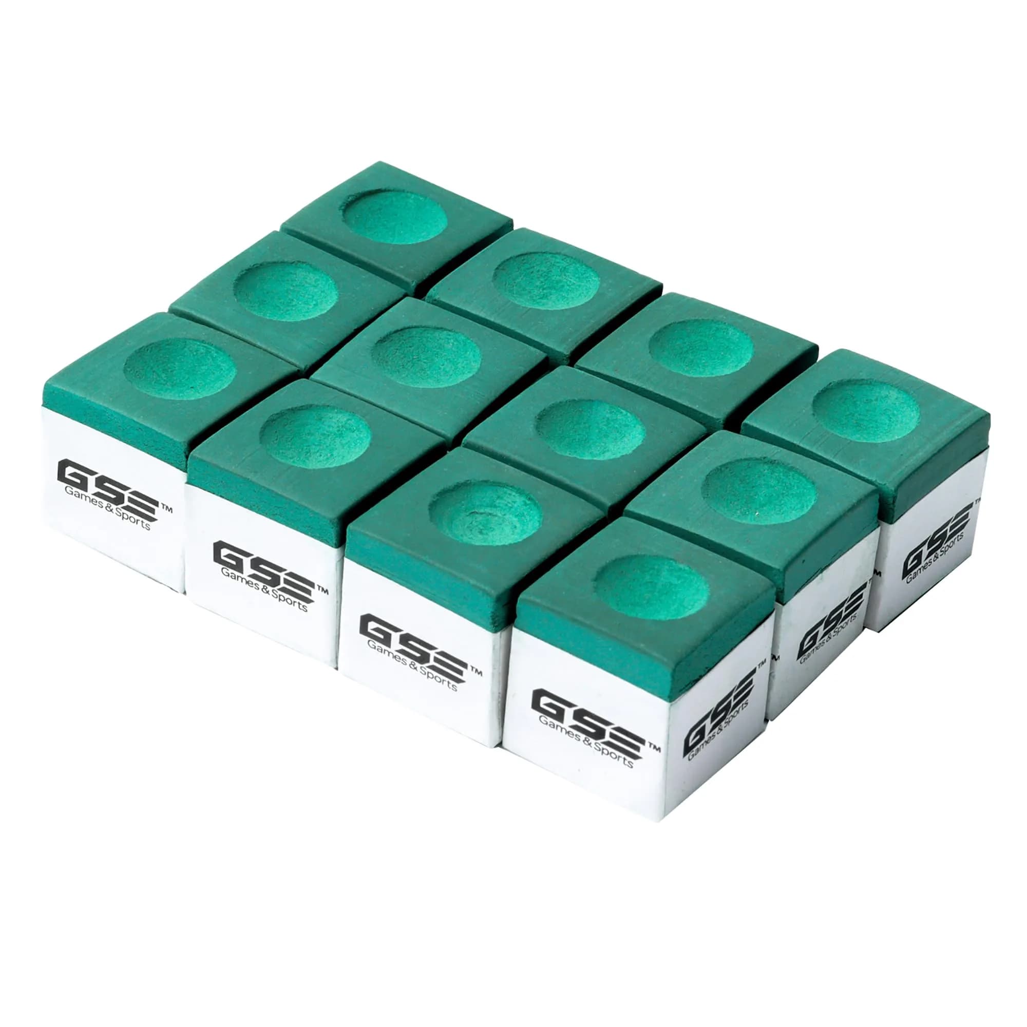 GSE Games & Sports Expert Green Billiard Pool Cue Chalk 12-Pack | Smooth & Even Coating for Perfect Shots — Green