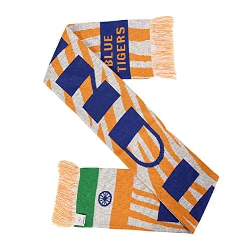 Euroscarves India Soccer Knit Scarf 57-in. long by 7-in. wide | Double-sided, soft acrylic, vibrant colors, Indian symbols, European quality thumbnail 1