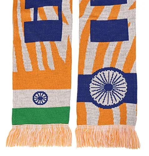 Euroscarves India Soccer Knit Scarf 57-in. long by 7-in. wide | Double-sided, soft acrylic, vibrant colors, Indian symbols, European quality thumbnail 4